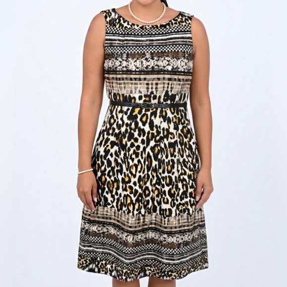 Gabby Skye Dresses & Skirts - GABBY SKYE Animal Print&Geometric Banded Dress Size 10